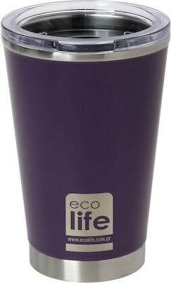 Ecolife Coffee Cup Glas Thermosflasche Rostfreier Stahl BPA-frei Dark Purple 370ml 33-BO-4108
