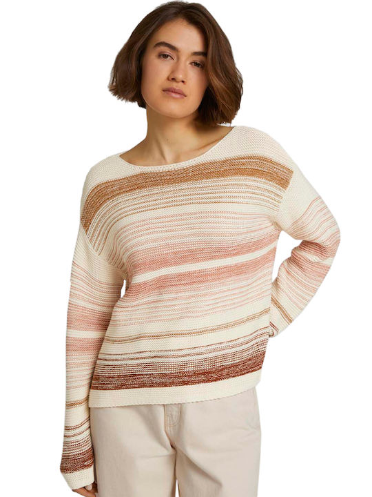 Tom Tailor Women's Long Sleeve Sweater Striped Camel/Rose