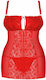 Obsessive Blossmina Sexy Σετ με Ρόμπα Chemise & Thong Red