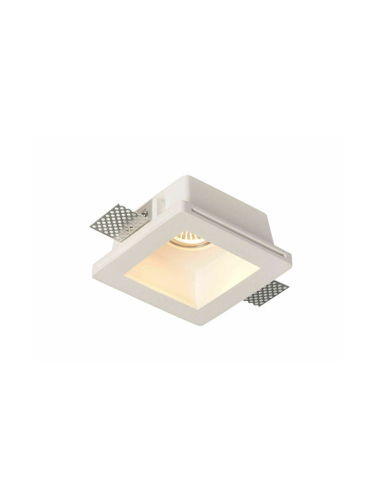 Optonica Square Plaster Recessed Spot with Socket GU10 White 12x12cm.