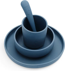 Jollein Feeding Set made of Silicone Blue 4pcs