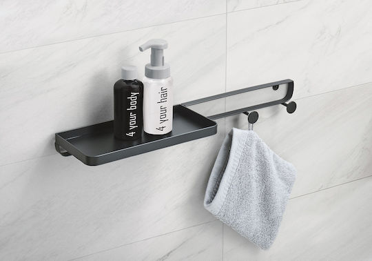 Kleine Wolke Framework Shelf An der Wand montiert Badezimmerregal Metallisch 50.4x12x5.2cm Schwarz Kleine Wolke Framework Shelf An der Wand montiert Badezimmerregal Metallisch 50.4x12x5.2cm Schwarz