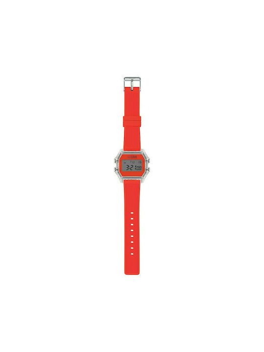 I AM Digital Watch Battery with Red Rubber Strap