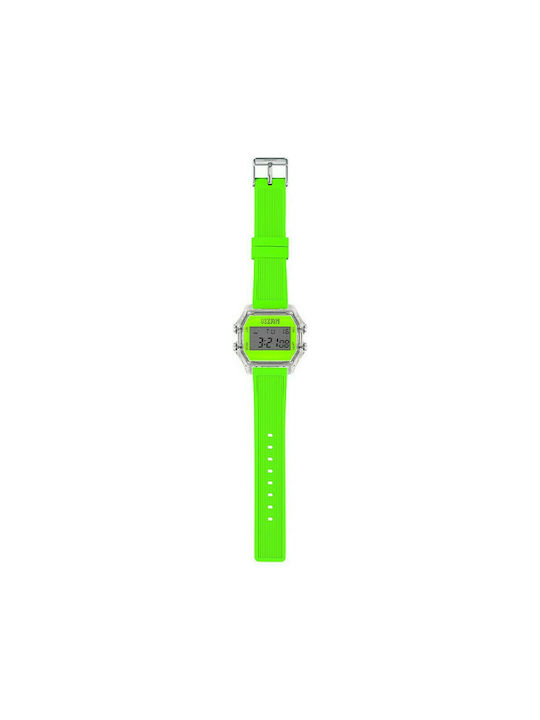 I AM Digital Uhr Batterie mit Grün Kautschukarmband
