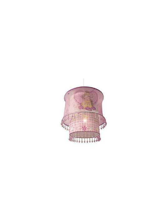 Kids Fabric Single Ceiling Light Princess Pink