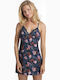 Dorina Sommer Satin,σατεν Damen Nachthemd Marineblau Mystic