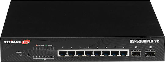 Edimax GS-5208PLG v2 Неуправляем Превключвател L2 PoE+ с 8 Порта Gigabit (1Gbps) Ethernet и 2 SFP Порта