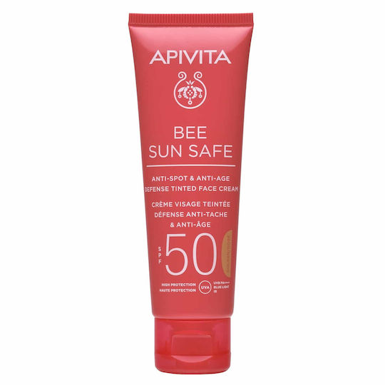 Apivita Bee Sun Safe Anti-spot & Anti-age Cremă de Față cu Protecție Solară SPF50 cu Pigment Golden 50ml