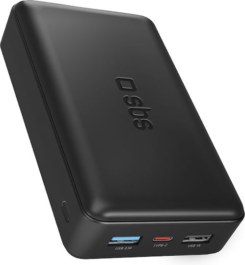 SBS Fast Power Bank 20000mAh με 2 Θύρες USB-A Μαύρο