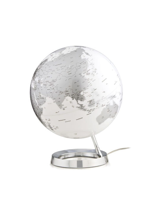 Illuminated World Globe with Diameter 30cm and Height 40cm Atmosphere Metal Chrome