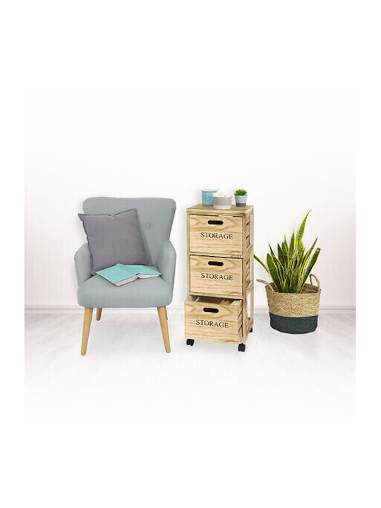 Storage Drawer Chest Solid Wood with 3 Drawers M34xW31.4xH82.2cm