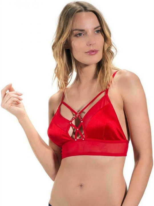 CottonHill Women's Bralette Bra Red