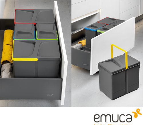 Emuca Recycling Bin Plastic Anthracite 18L 4 Pieces