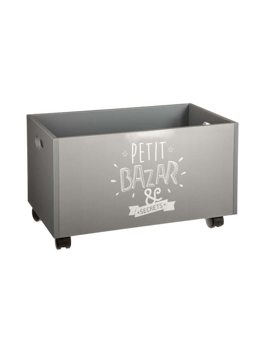 Atmosphera Kinder Aufbewahrungsbox aus Holz Roulettes Trunk Gray 48x28x28.5cm 1Stück