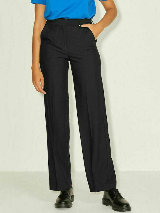 Jack & Jones Women's High-waisted Fabric Trousers in Regular Fit Black
