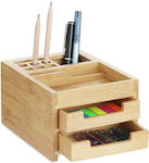 Wooden Desk Organizer in Brown Color 15x9.4x12.7cm.