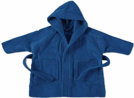 Kids Hooded Bathrobe Blue