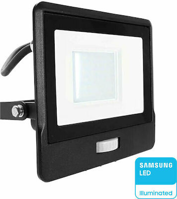 V-TAC Waterproof LED Floodlight 30W Warm White 3000K with Motion Sensor IP65