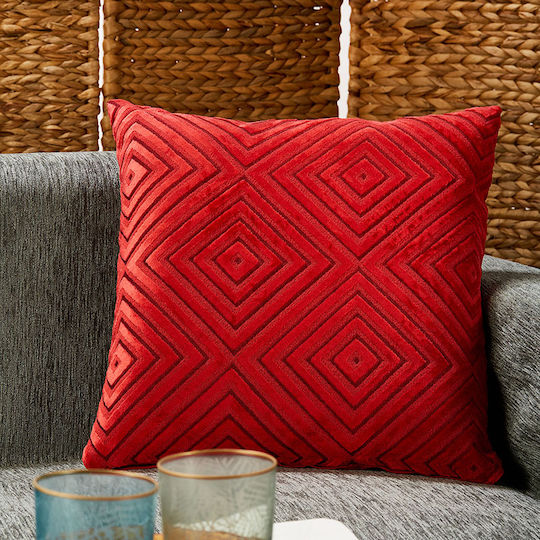 Whitegg Διακοσμητική Μαξιλαροθήκη D096 από Βελούδο Red 45x45εκ.