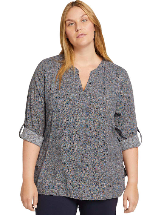 Tom Tailor Tunic with 3/4 Sleeve Polka Dot Blue