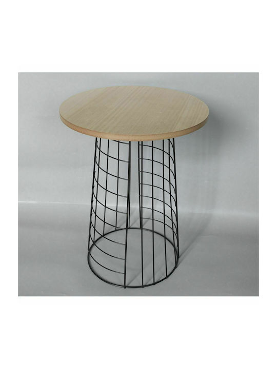 Round Wooden Side Table Natural L40xW40xH51cm