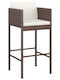 Garden Bar Stool Outdoor Rattan with Brown Cushion 2 Pieces 50x48x100cm