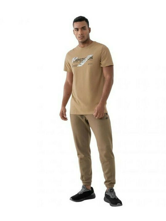 4F Herren Sport T-Shirt Kurzarm Beige