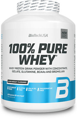 Biotech USA 100% Pure Whey Molkenprotein Glutenfrei mit Geschmack Schwarzer Keks 2.27kg