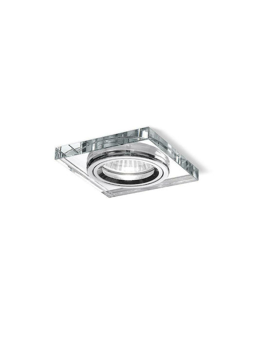 Gea Luce Ophelia Square Metallic Recessed Spot with Socket GU10 Silver 8x8cm. 1pcs
