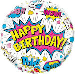 Balloon Foil Birthday-Celebration Round White Super Hero 46cm