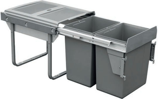 Coș De Gunoi De Reciclare Pentru Dulap Plastic Gri 40lt 151-JC606MSL