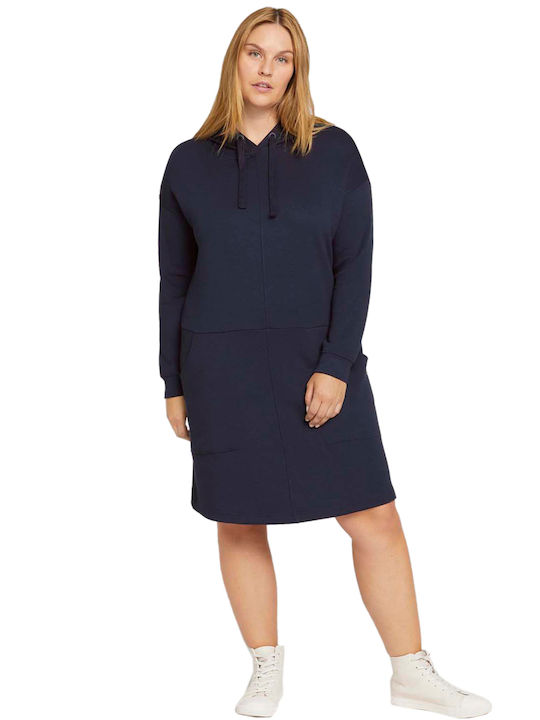 Tom Tailor Mini Kleid mit Kapuze Sky Captain Blue