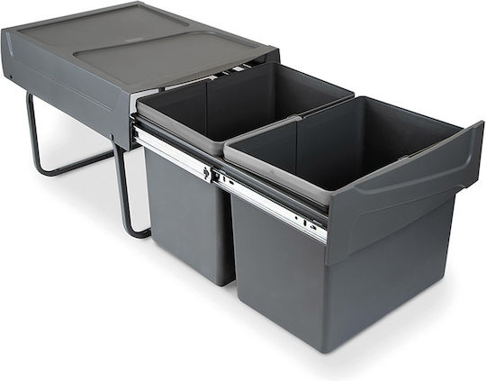 Emuca Plastic Waste Bin 30lt Gray