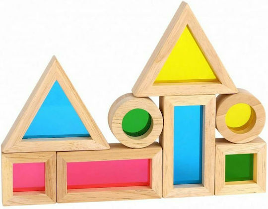 Tooky Toys Дървени Конструктори В Смесени Цветове За 2+ Години 8 Бройки