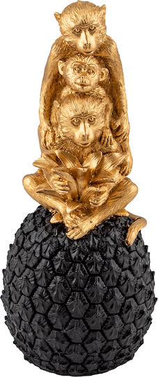 Zen Collection Decorative Monkey Polyresin In Black Pineapple in Gold 22cm 1pcs