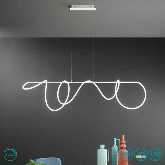 Ondaluce So.Line/Gr-Bianco Κρεμαστό Φωτιστικό Λευκό LED με Θερμό Λευκό Φως Ράγα