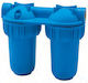 Atlas Filtri Junior Plus Duplex 3P AFO SX AB Water Filtration System Double Under Sink / Central Supply Micron 1'' RA110T712