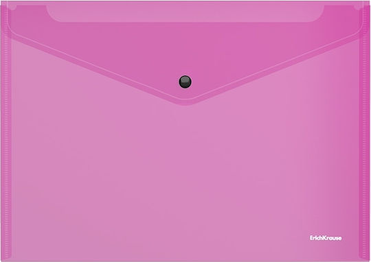 ErichKrause Folder Transparent with Button for Paper A4 Pink Glossy