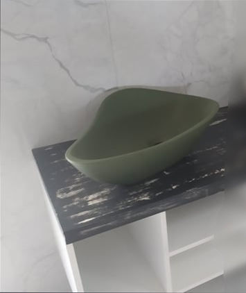 Adamidis Kos Deasupra Blatului Chiuvetă Porțelan 52x37x16cm Verde