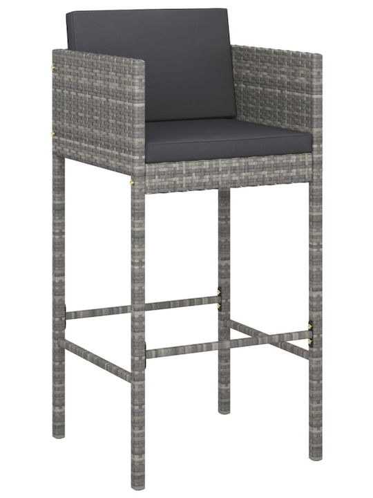 Hocker für Bar Für den Außenbereich Rattan mit Kissen Grey 4Stück 50x48x100cm