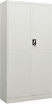 Metallic Two-Door Wardrobe with Divider & 5 Shelves Γκρι Ανοιχτό 90x40x180cm