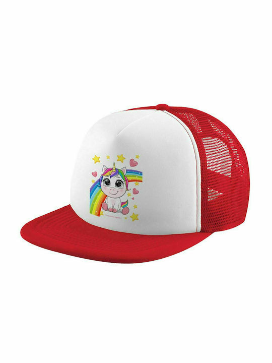 Unicorn baby με όνομα, Καπέλο Ενηλίκων Soft Trucker με Δίχτυ Red/White (POLYESTER, ΕΝΗΛΙΚΩΝ, UNISEX, ONE SIZE)