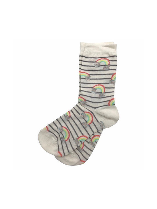 Regenbogen-Socken - Weiß