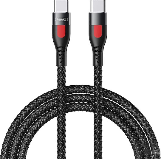 Remax Lesu RC-195C-C Braided USB 2.0 Cable USB-C male - USB-C 65W PD Μαύρο 1m