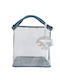 Play And Store Plastic Beach Bag Waterproof with Wallet Transparent-Blue