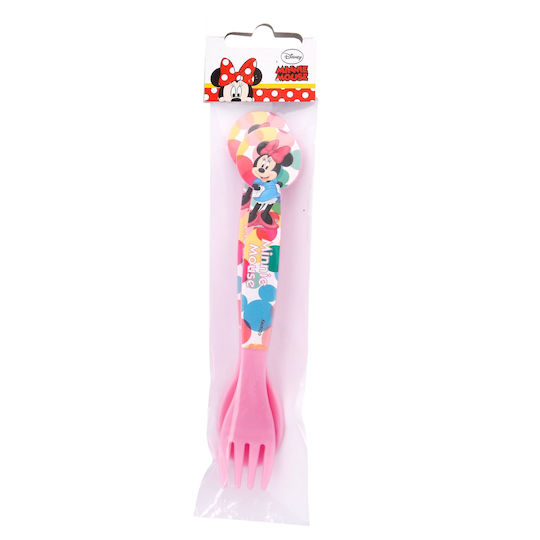 Stor Baby Set with Fork Minnie Feel Good made of Plastic Pink 2pcs 51117