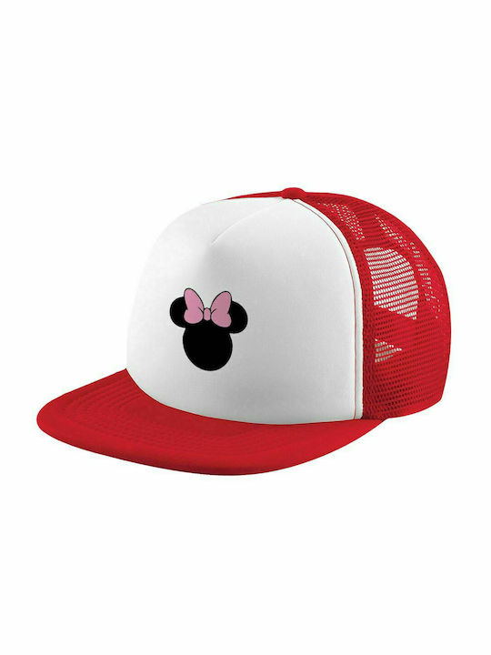 mouse girl, Καπέλο Ενηλίκων Soft Trucker με Δίχτυ Red/White (POLYESTER, ΕΝΗΛΙΚΩΝ, UNISEX, ONE SIZE)