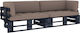 Zweisitziges Sofa Outdoor from Pallets with Pillows Braun 110x65.5x55cm