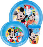 Stor Set de hrănire Mickey din Plastic Albastru 3buc