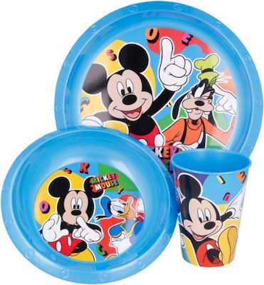 Stor Feeding Set Mickey made of Plastic Blue 3pcs